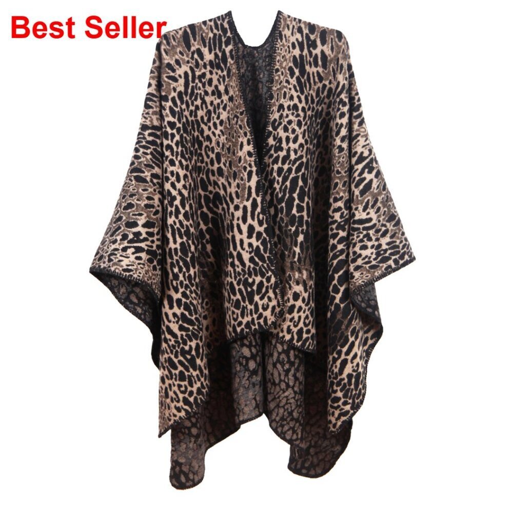 Reversible Cashmere-Feeling Poncho Wrap, One Size Fits Most, 60x88 Inches
